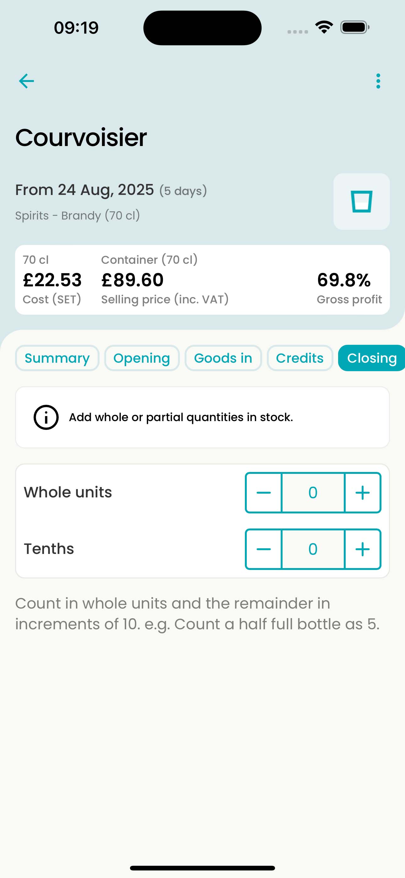 Stocktaking app product edit