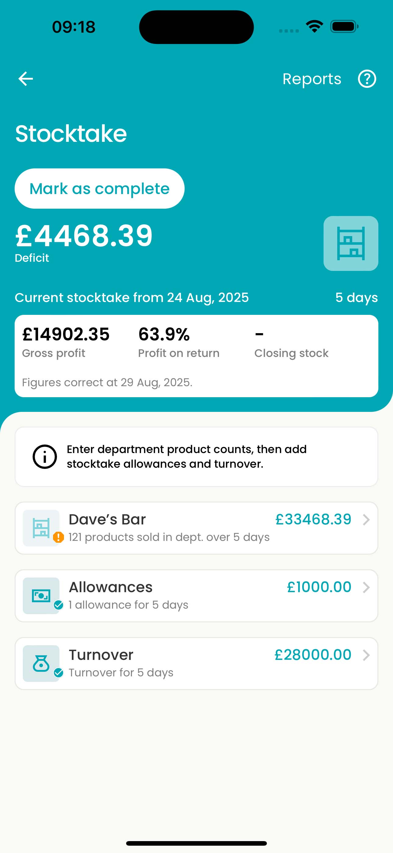 Stocktaking app summary